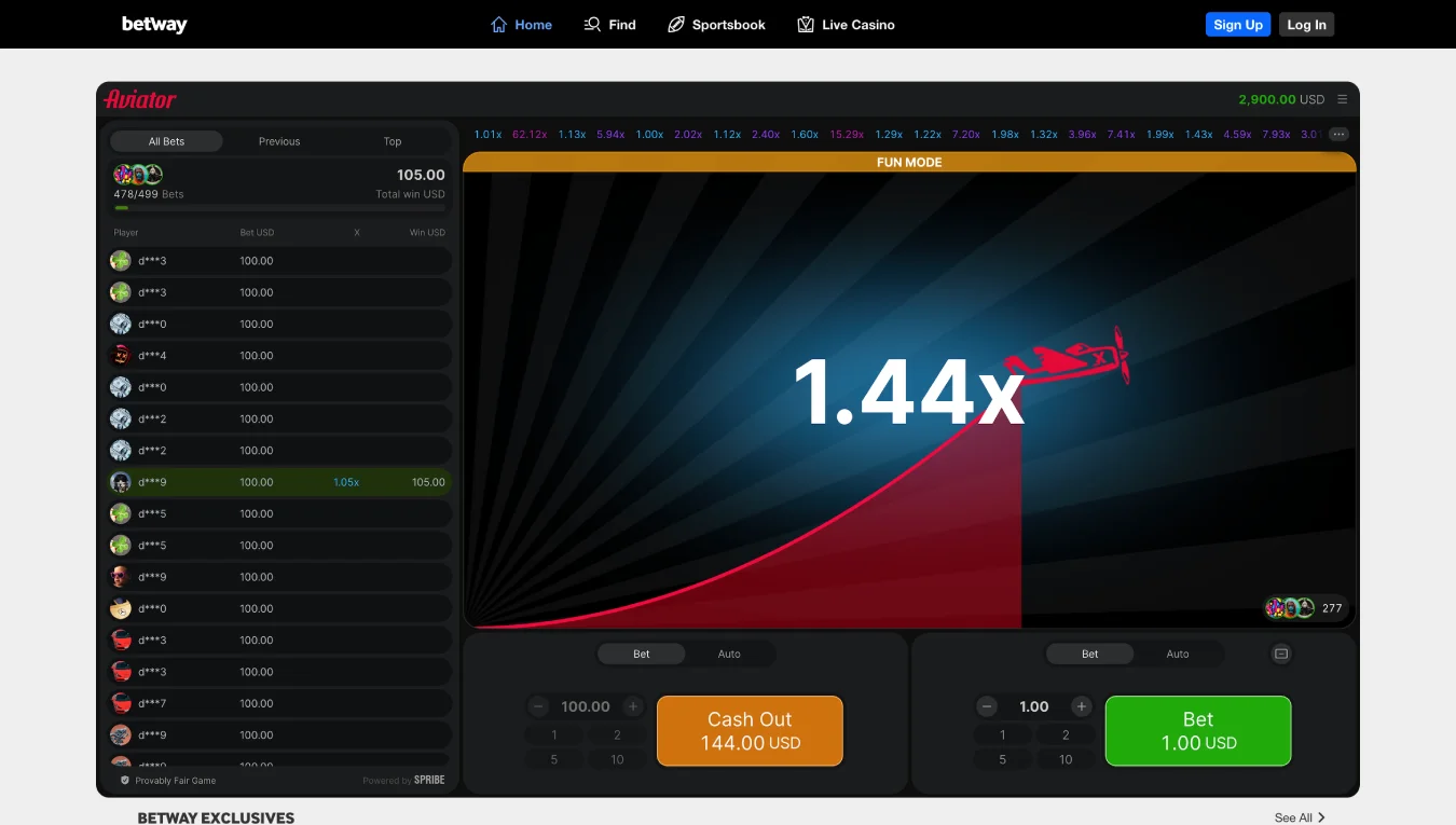 Play Aviator at Betway Casino