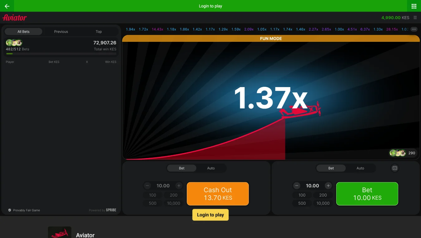 Play Aviator at OdiBet online casino
